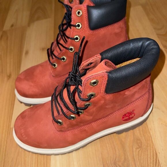 Red Suede Black Leather TIMBERLAND Boots Red Suede Black Leather TIMBERL… - Picture 13 of 16